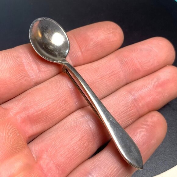 Vintage Stieff Solid Sterling Silver 925 Tiny Spoon Brooch 3" Long - Picture 1 of 11